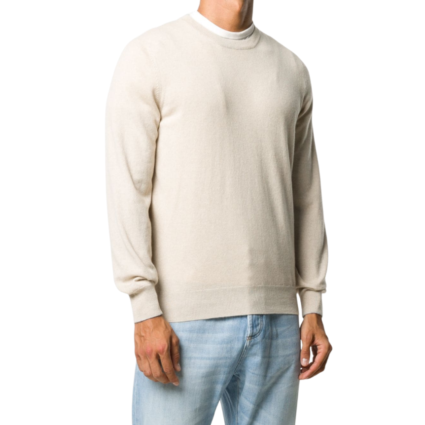 Pull Ras Du Cou Beige Cachemire