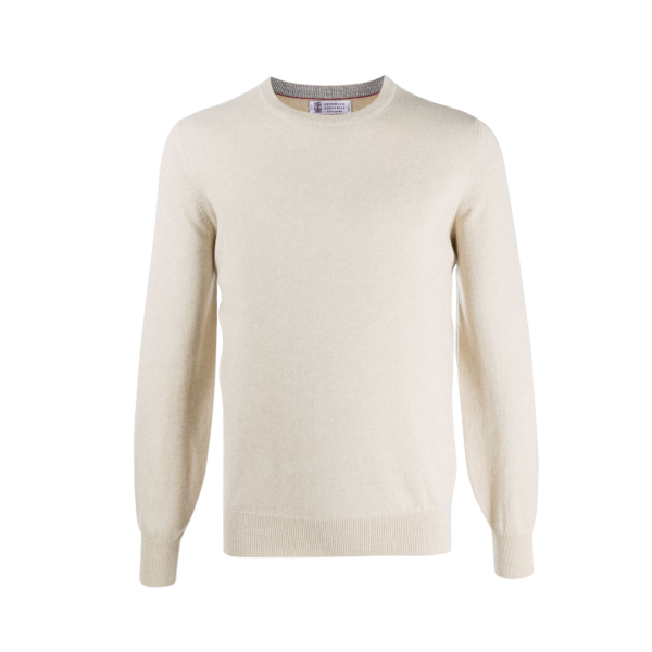 Pull Ras Du Cou Beige Cachemire
