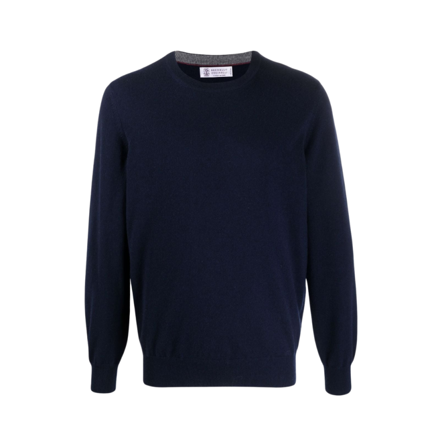 Pull Ras Du Cou Bleu Marine Cachemire