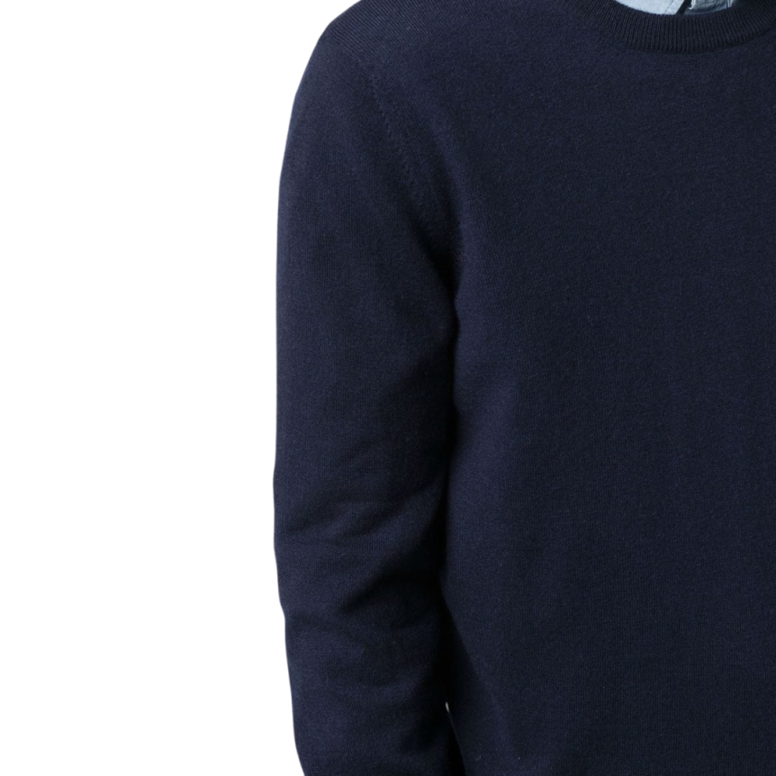 Pull Ras Du Cou Bleu Marine Cachemire