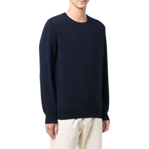 Pull Ras Du Cou Bleu Marine Cachemire