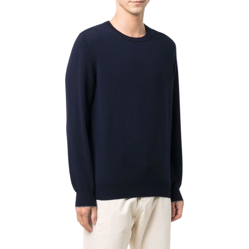 Pull Ras Du Cou Bleu Marine Cachemire