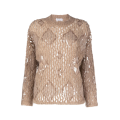 Pull Ras du Cou Paillettes Camel