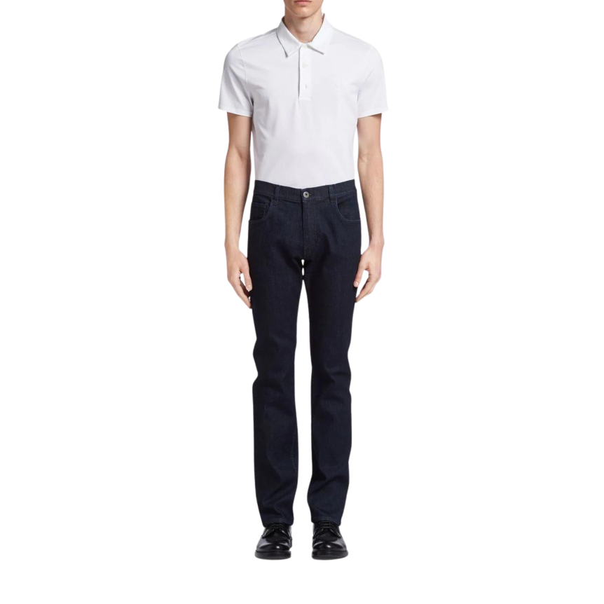 Jean PRADA slim à taille mi-haute denim bleu indigo