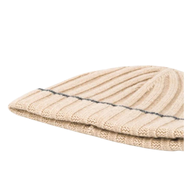 Bonnet BRUNELLO CUCINELLI cachemire côtelé beige