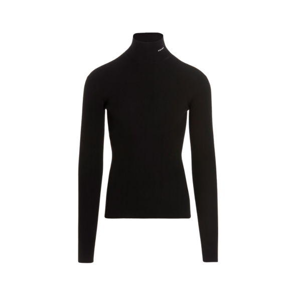 Pull Col Montant Côtelé Noir Prada