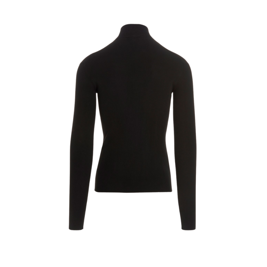 Pull Col Montant Côtelé Noir Prada
