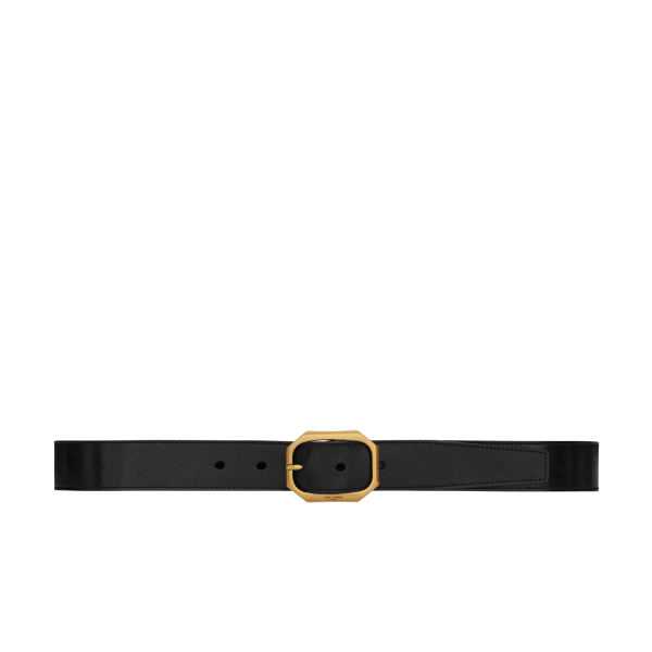 Ceinture SAINT LAURENT boucle frame laiton cuir lisse noir
