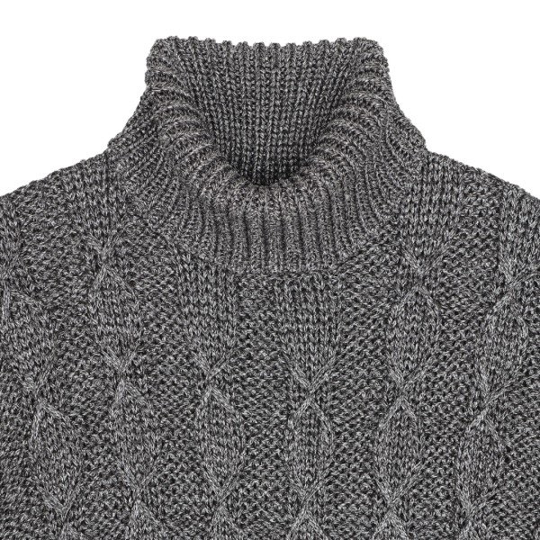 Pull SAINT LAURENT Col roulé Maille viscose mélangée torsade Gris argenté