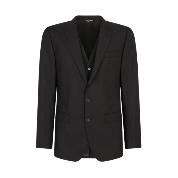 Costume 3 pièces Martini bleu marine Dolce Gabbana Veste à revers Gilet Pantalon