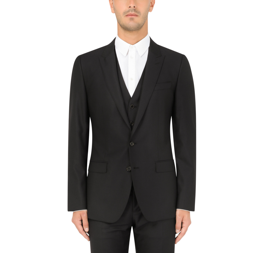 Costume 3 pièces Martini bleu marine Dolce Gabbana Veste à revers Gilet Pantalon