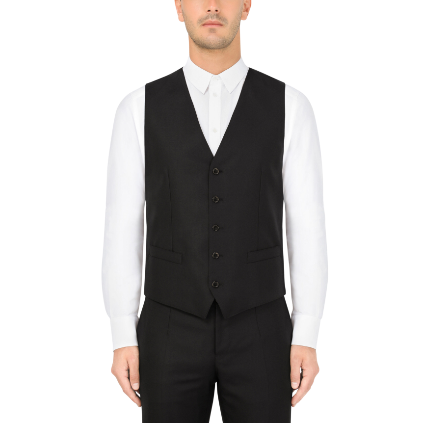 Costume 3 pièces Martini bleu marine Dolce Gabbana Veste à revers Gilet Pantalon