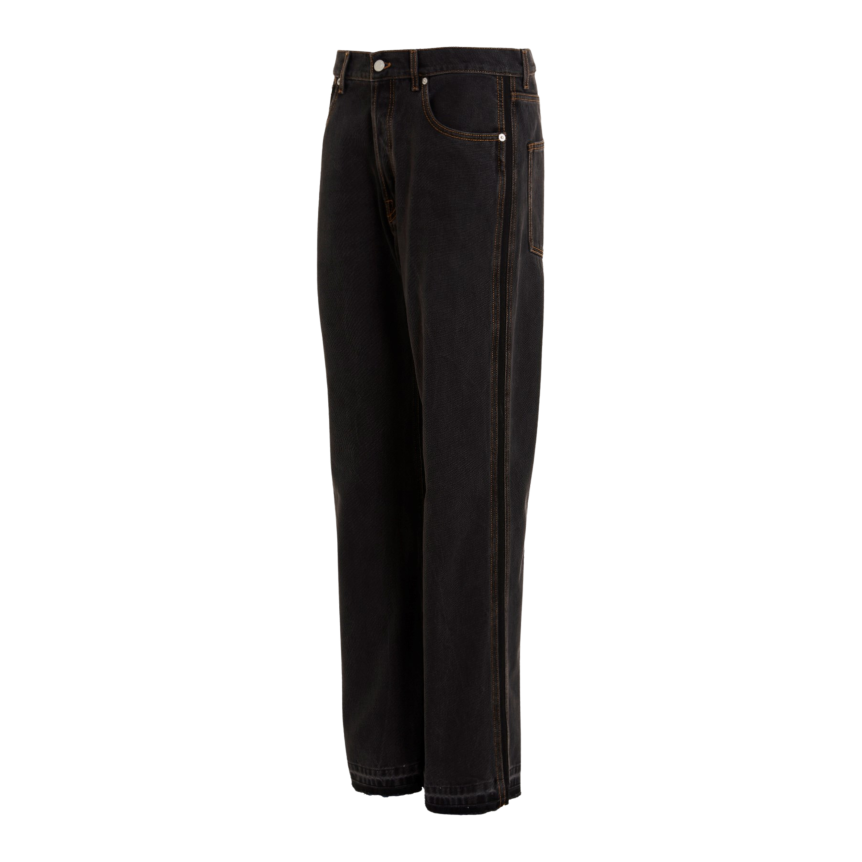 Pantalon Jeans ALEXANDER MCQUEEN denim coton noir bas franges