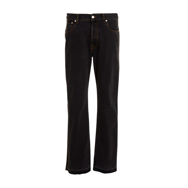 Pantalon Jeans ALEXANDER MCQUEEN denim coton noir bas franges
