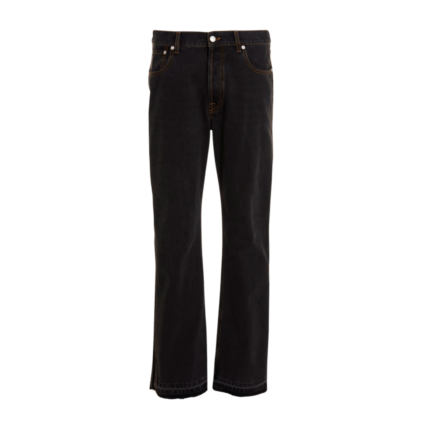 Pantalon Jeans ALEXANDER MCQUEEN denim coton noir bas franges
