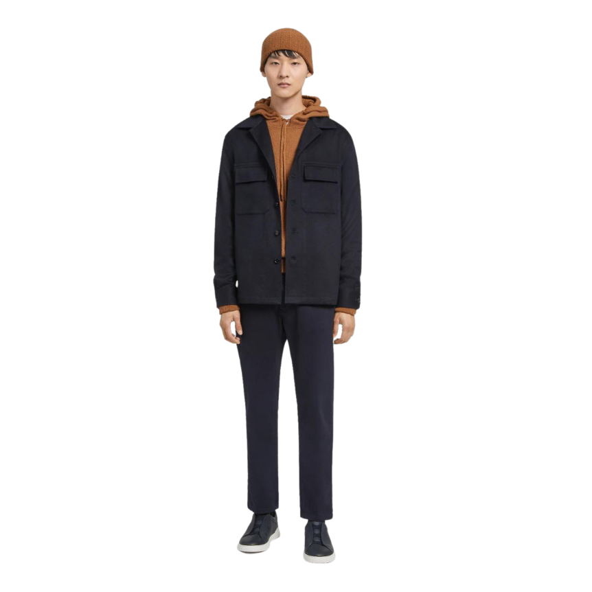 Surchemise ZEGNA Oasi Cachemire Bleu marine Poche plaquée