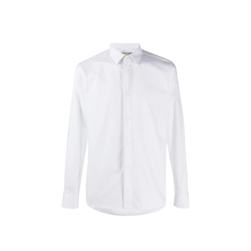 Chemise manches longues ample classique coton blanc