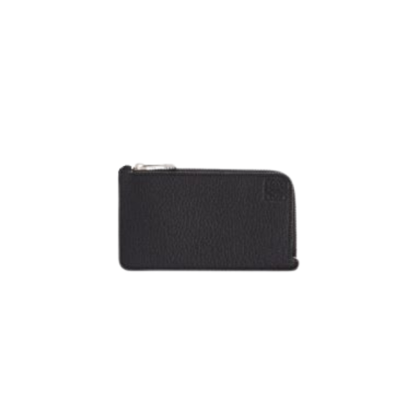 Portemonnaie zippé cuir grainé noir