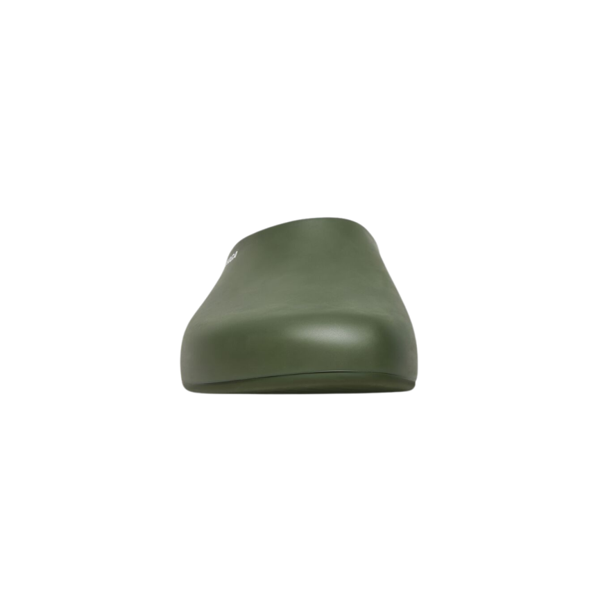 Claquette sabot BALENCIAGA Gomme kaki logo blanc