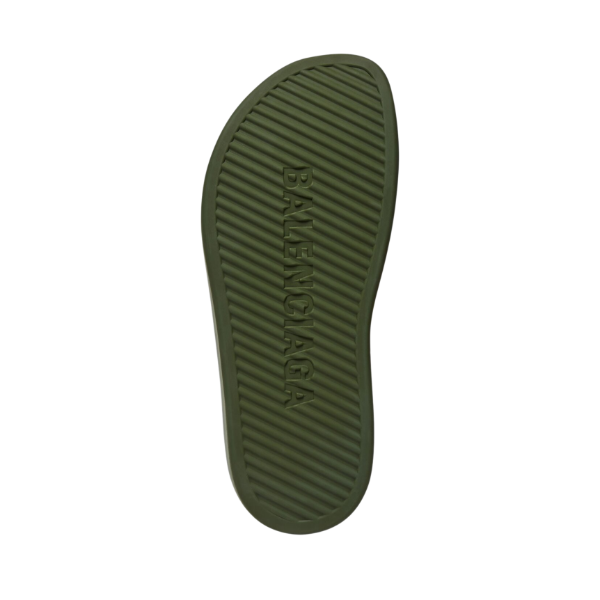 Claquette sabot BALENCIAGA Gomme kaki logo blanc