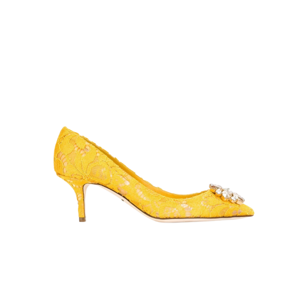 Escarpins en dentelle Moutarde Dolce Gabanna Belluci Taormina