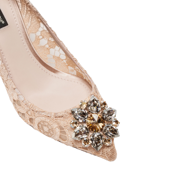 Escarpins en dentelle Dolce Gabanna Nude avec cristaux