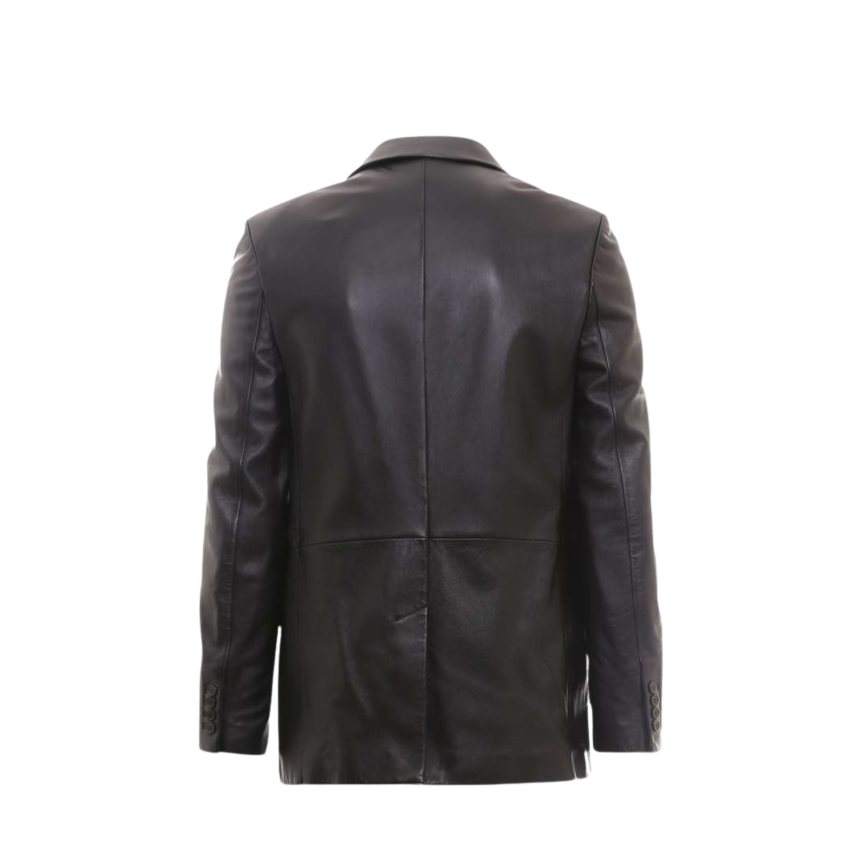 Veste Blazer SAINT LAURENT simple boutonnage cuir noir