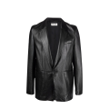 Veste Blazer simple boutonnage cuir noir