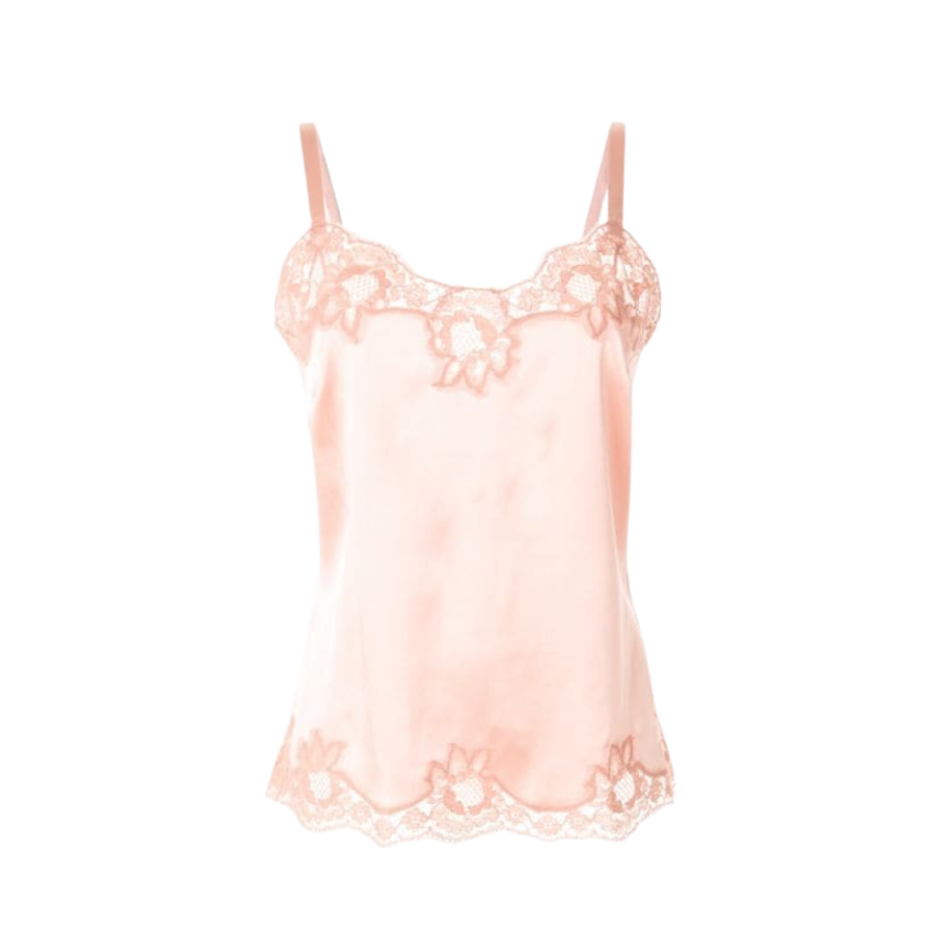Top caraco DOLCE & GABBANA fines bretelles en dentelle rose
