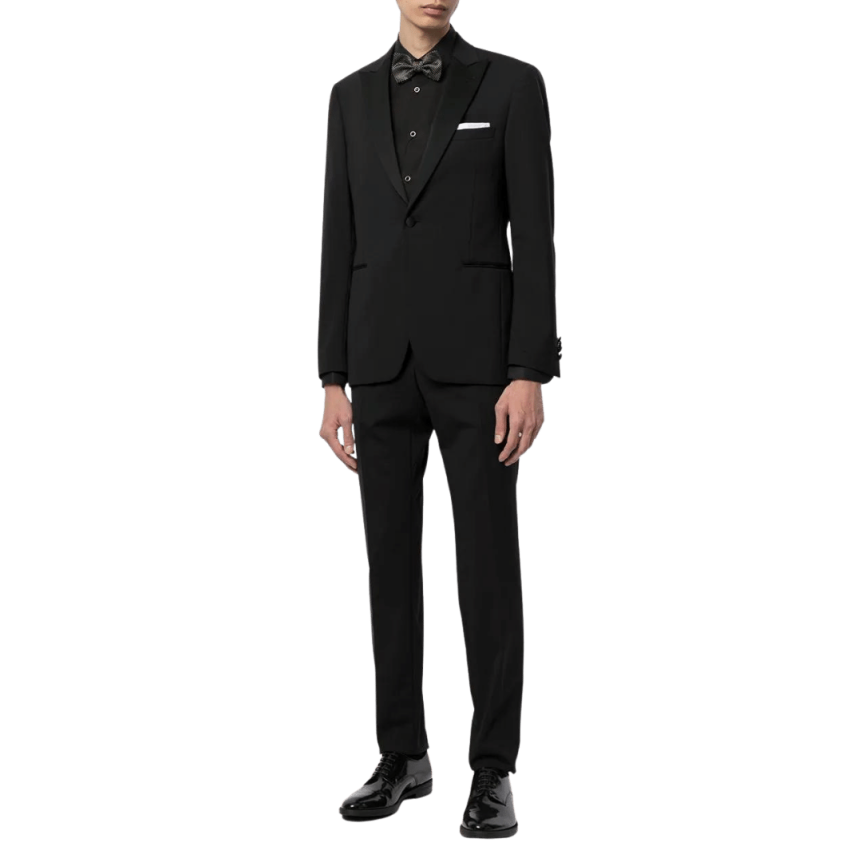 Chemise à plastron DOLCE & GABBANA coton noir boutons brillants