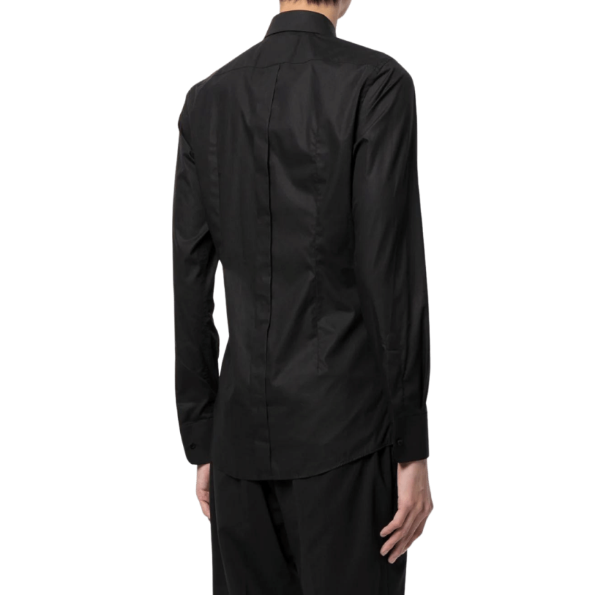 Chemise à plastron DOLCE & GABBANA coton noir boutons brillants