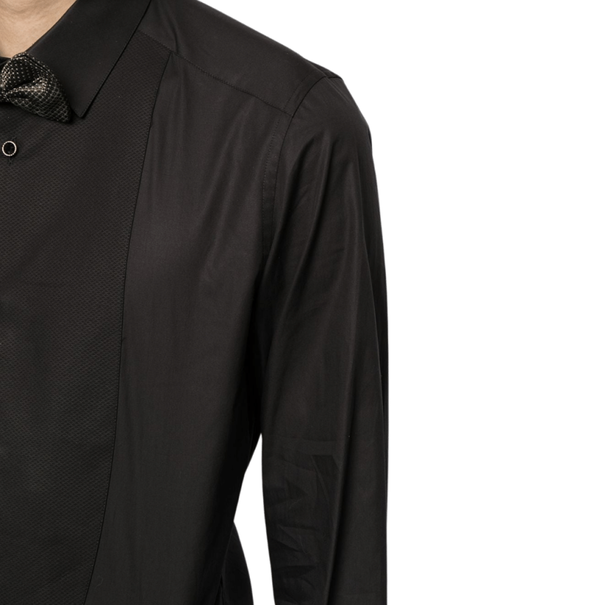 Chemise à plastron DOLCE & GABBANA coton noir boutons brillants