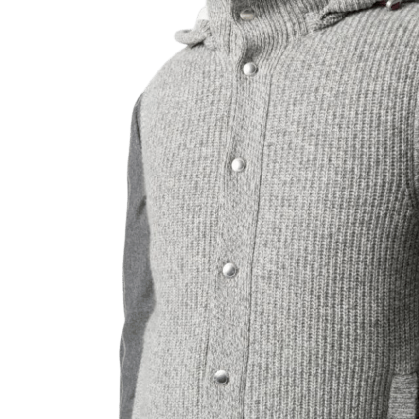 Pull zippé BRUNELLO CUCINELLI sans manches à capuche cachemire côtelé gris