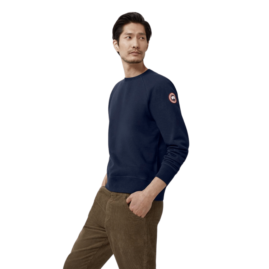 Pull Sweatshirt CANADA GOOSE col rond Huron Coton Bleu marine