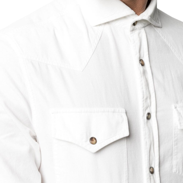 Chemise en coton blanc velours côtelé