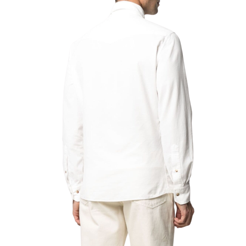 Chemise en coton blanc velours côtelé