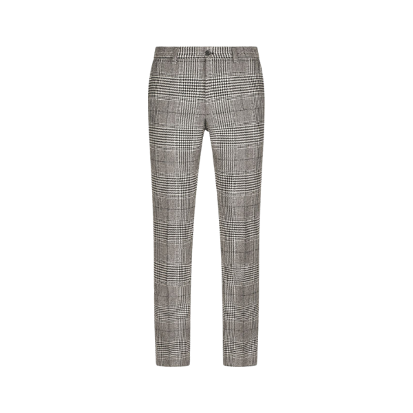 Pantalon DOLCE & GABBANA laine cachemire gris Prince de Galles blanc noir