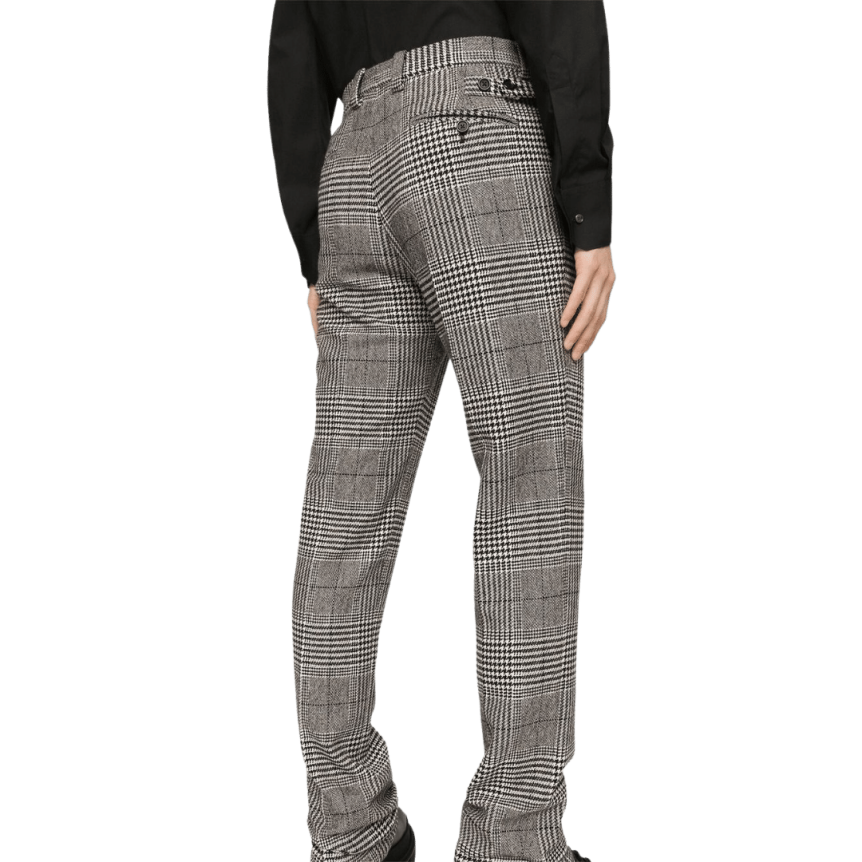 Pantalon DOLCE & GABBANA laine cachemire gris Prince de Galles blanc noir