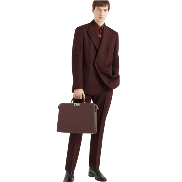 Pantalon droit FENDI laine bordeaux taille élastique