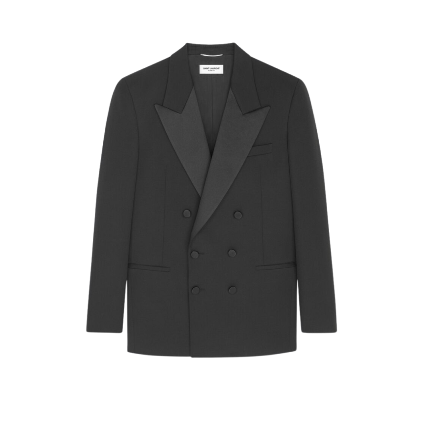 Veste de smoking SAINT LAURENT à double boutonnage Laine vierge noire
