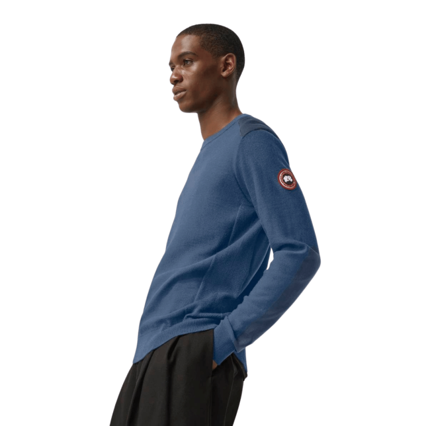 Pull CANADA GOOSE Dartmouth col rond coton bleu jeans