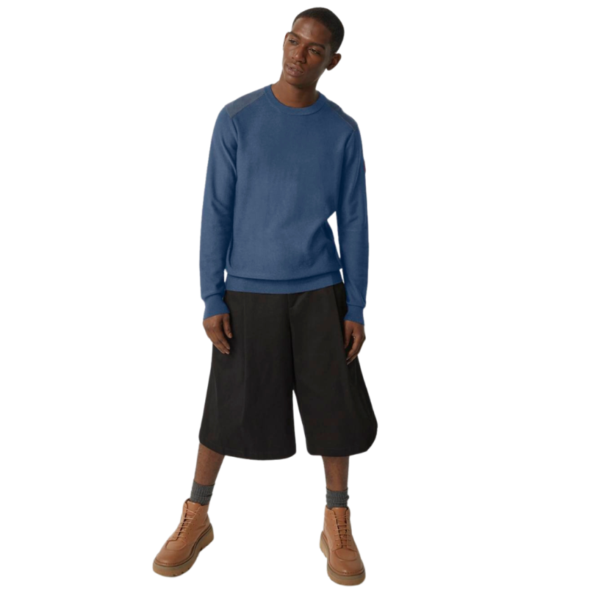Pull CANADA GOOSE Dartmouth col rond coton bleu jeans