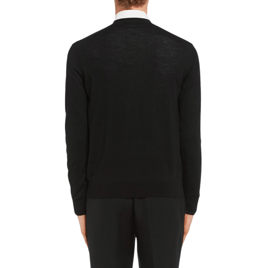 Cardigan PRADA boutons col V laine vierge noire