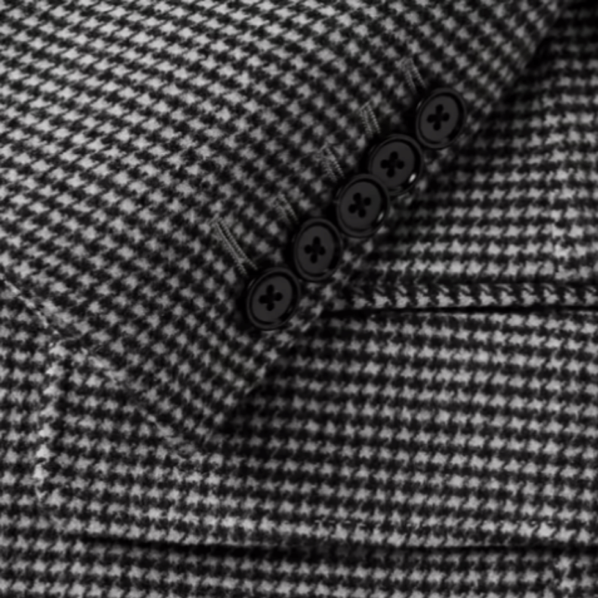 Blazer TOM FORD laine cachemire mélangé pied-de-poule noir blanc