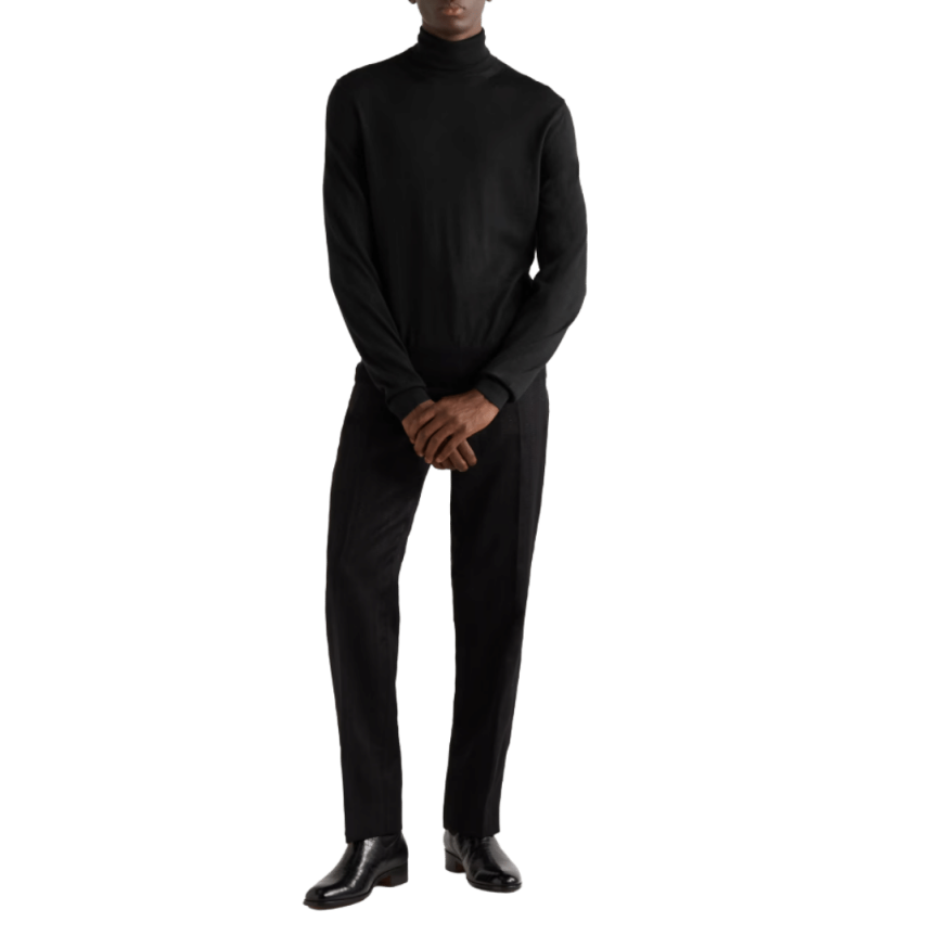Pull col roulé TOM FORD mélange cachemire soie noir