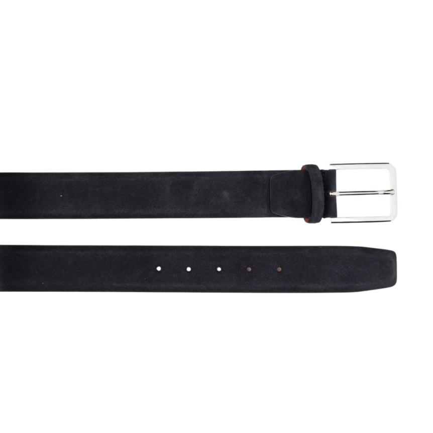 Ceinture SANTONI classique daim gris anthracite boucle argentée