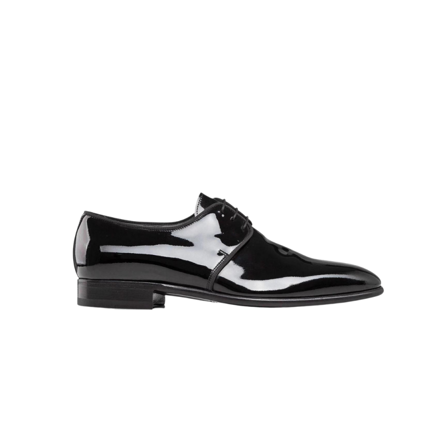 Derbies à lacets SANTONI cuir vernis noir