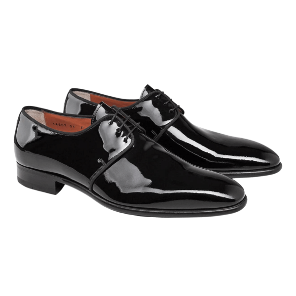 Derbies à lacets SANTONI cuir vernis noir