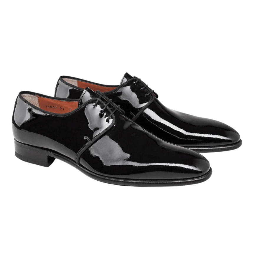 Derbies à lacets SANTONI cuir vernis noir