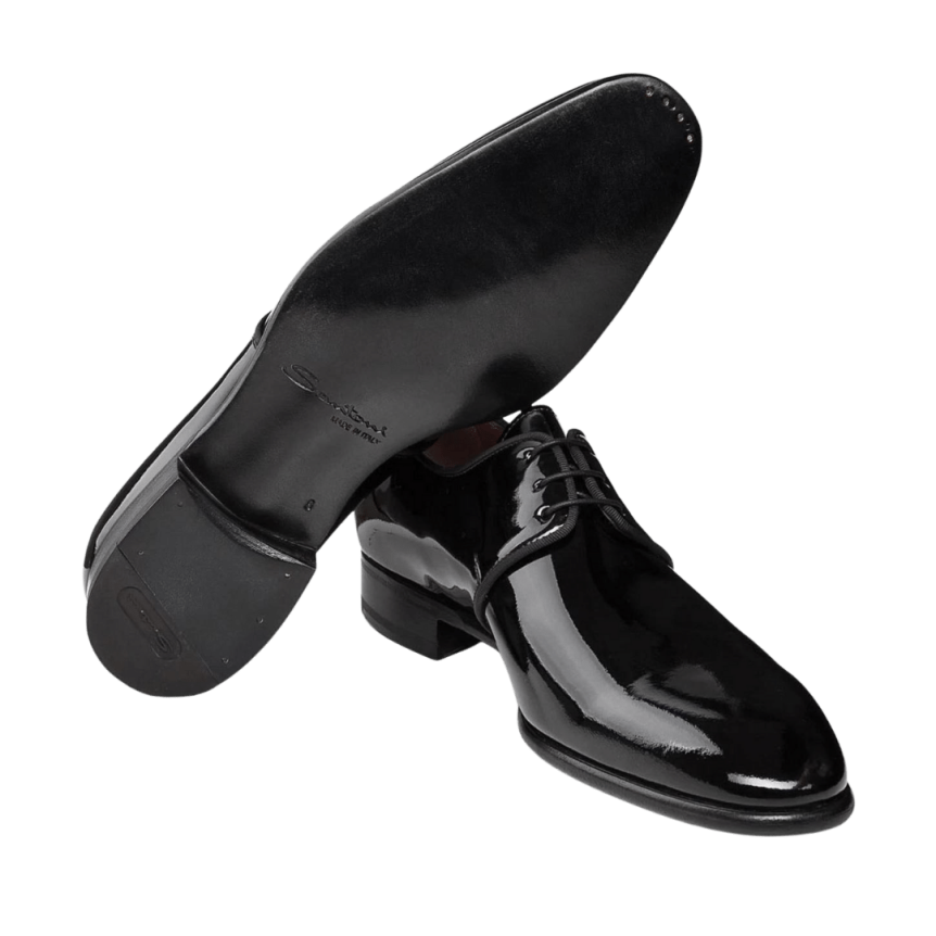 Derbies à lacets SANTONI cuir vernis noir
